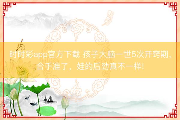 時(shí)時(shí)彩app官方下載 孩子大腦一世5次開(kāi)竅期,合手準(zhǔn)了,娃的后勁真不一樣!