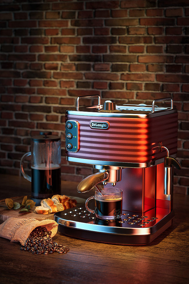 C4D咖啡機(jī)場(chǎng)景OC渲染-阿波_阿波C4.